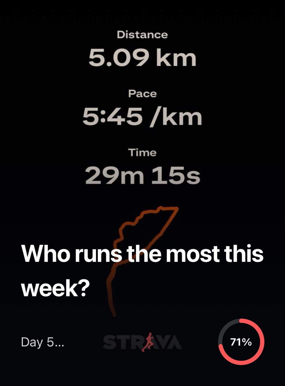 five kilometer run result